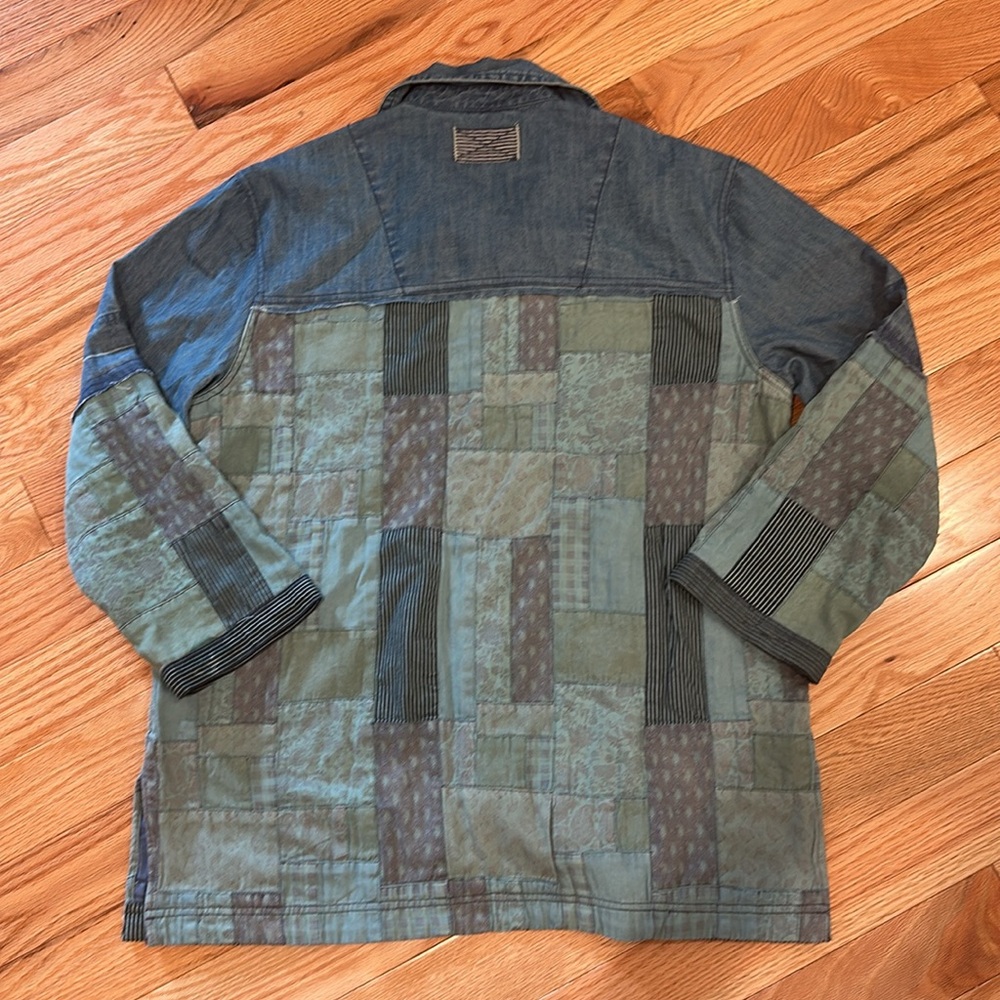 FREE PEOPLE We The Free Heritage Denim Patchwork Quilted Shirt Jacket Shacket - Picture 5 of 8